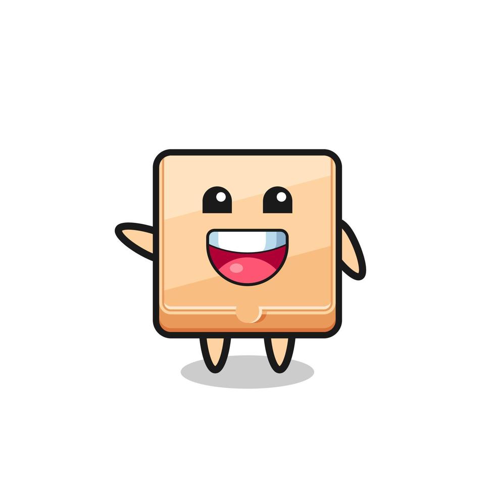 happy pizza box cute mascot character vector