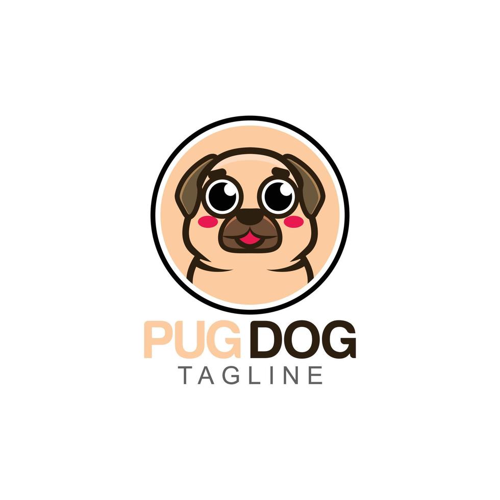 Ilustración de vector de logotipo de empresa de perro pug