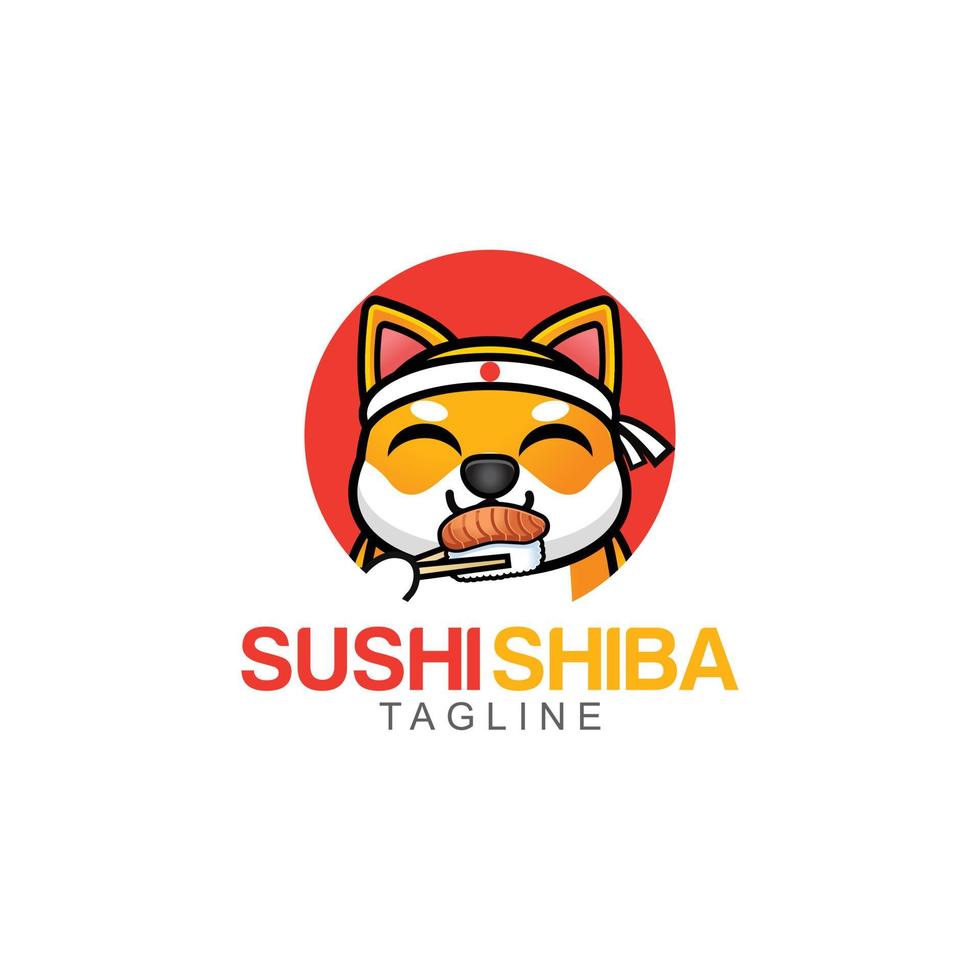 shiba inu sushi company logo vector illustration