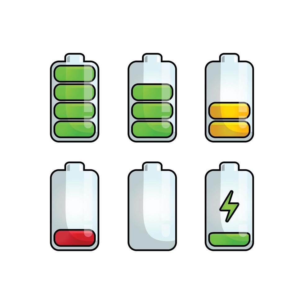 battery collection set illustration on white background vector