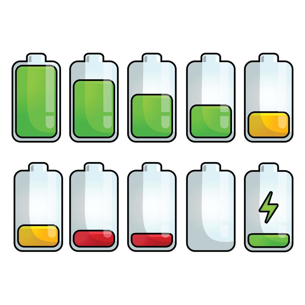 battery collection set illustration on white background vector