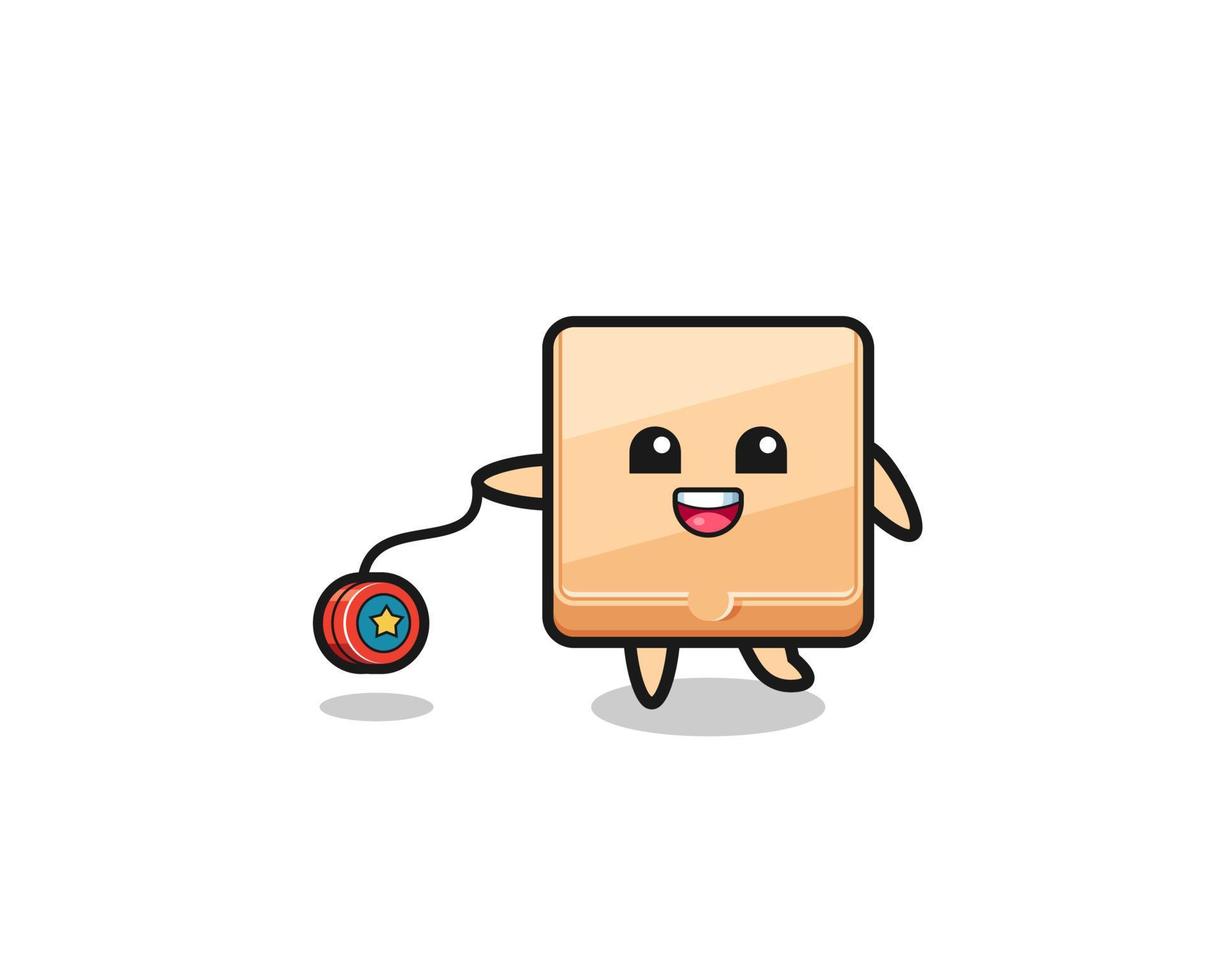 cartoon of cute pizza box playing a yoyo vector