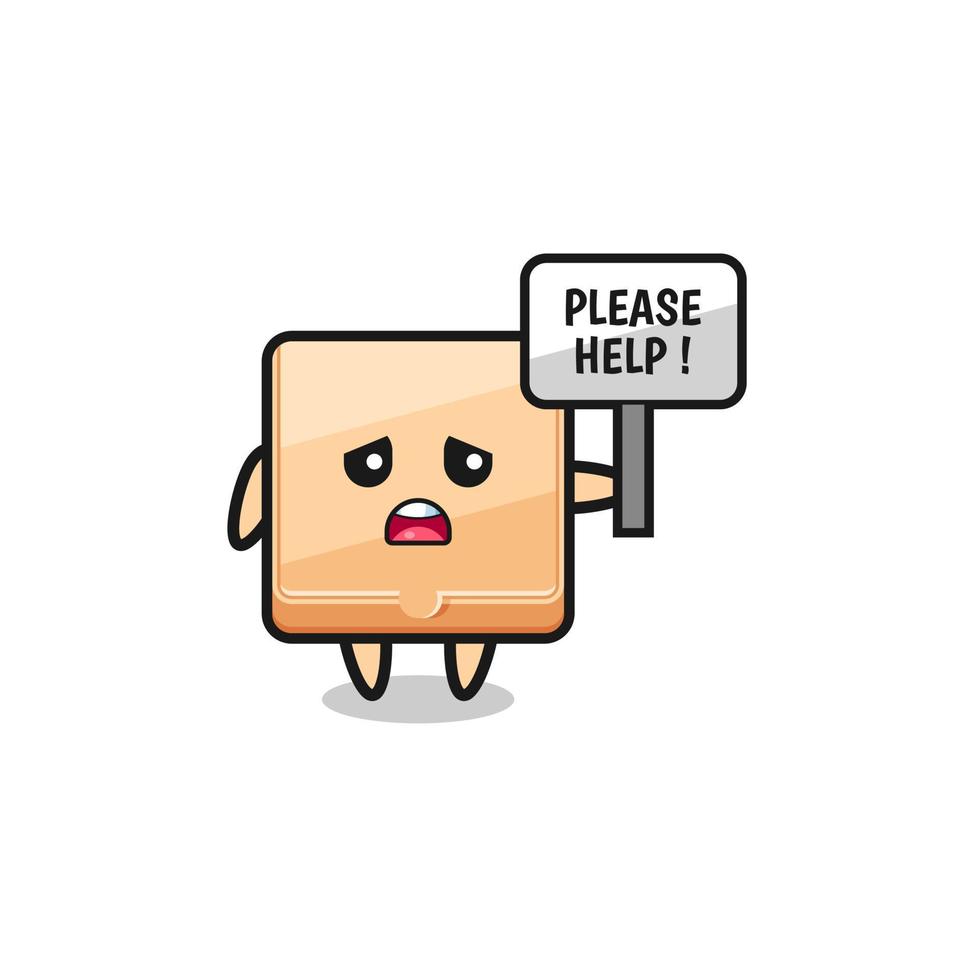 cute pizza box hold the please help banner vector