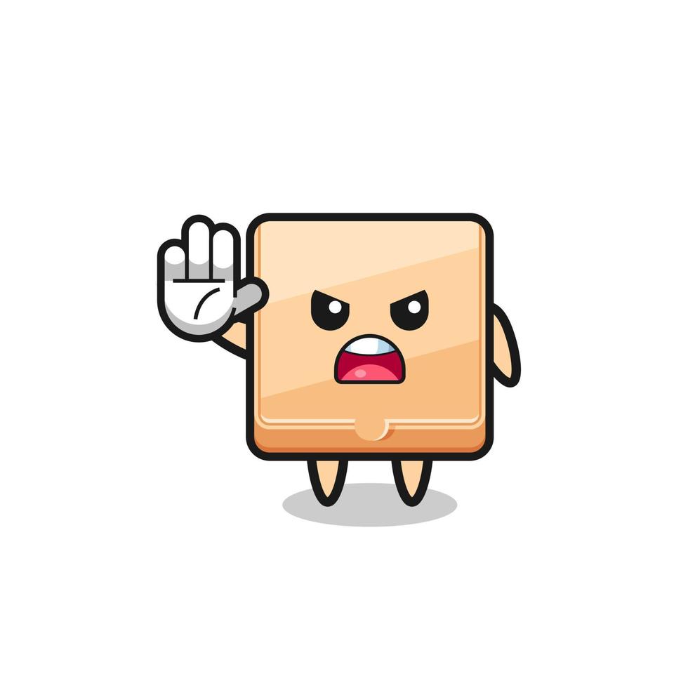 pizza box character doing stop gesture vector