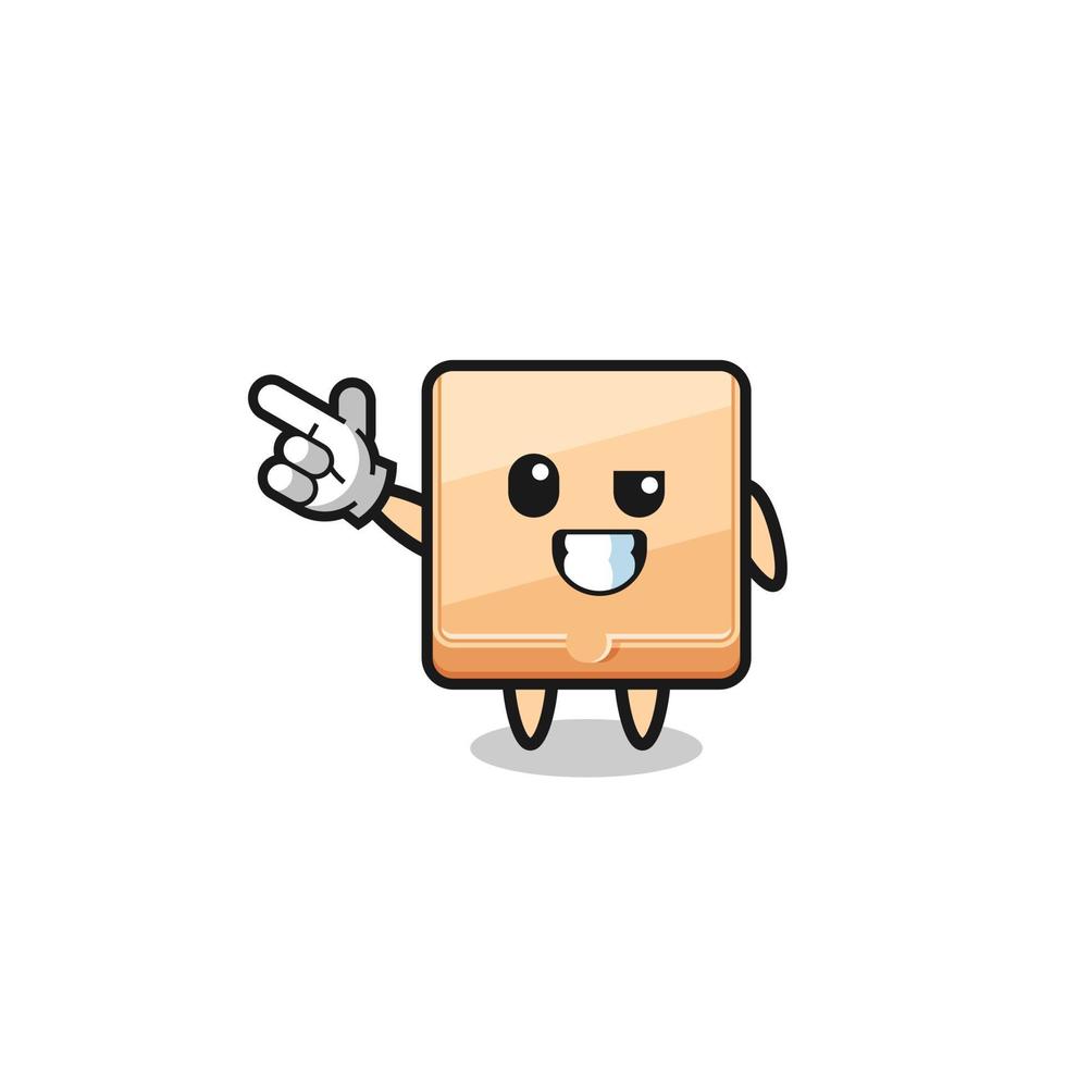pizza box mascot pointing top left vector
