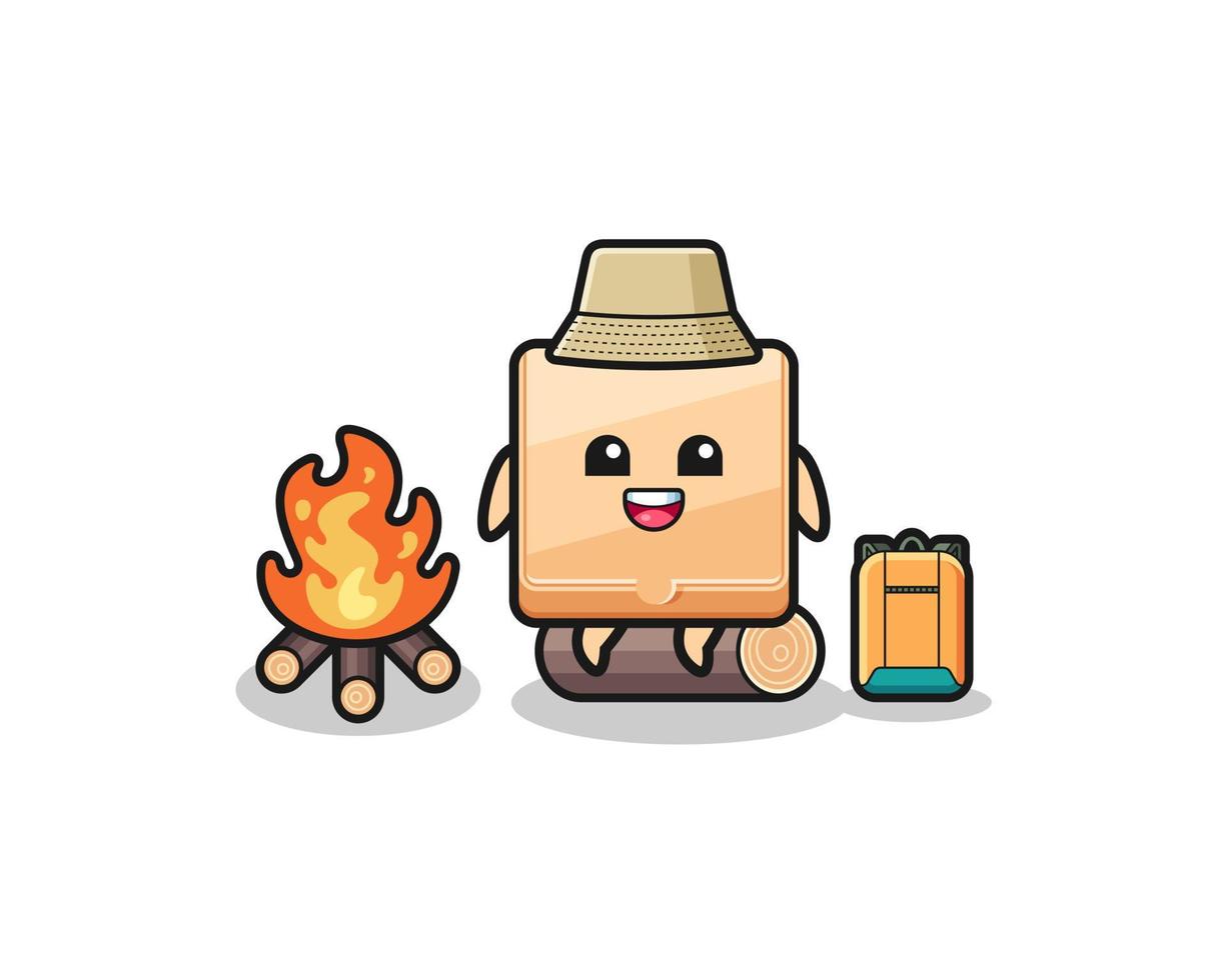 camping illustration of the pizza box cartoon vector