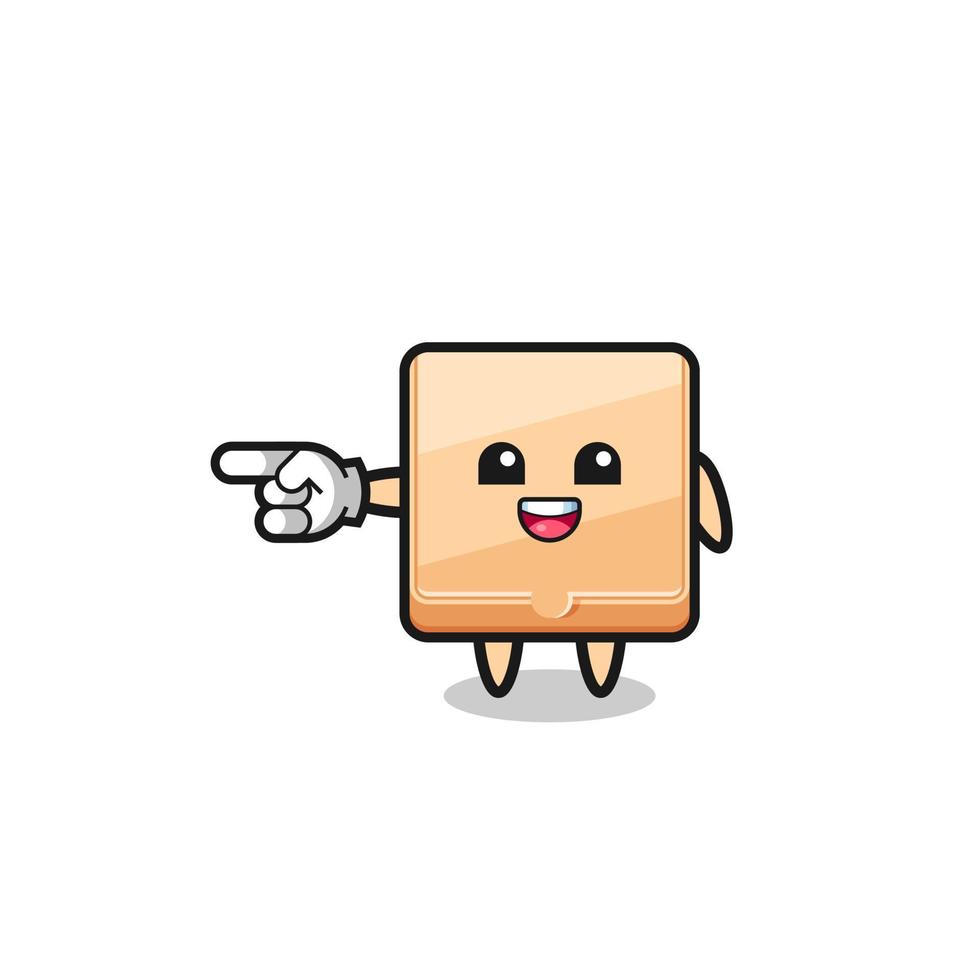 pizza box cartoon with pointing left gesture vector