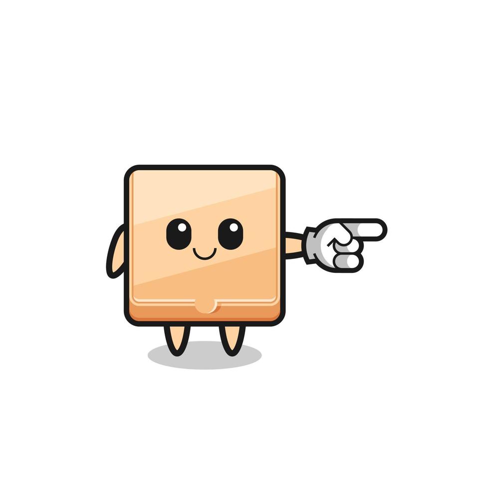 pizza box mascot with pointing right gesture vector
