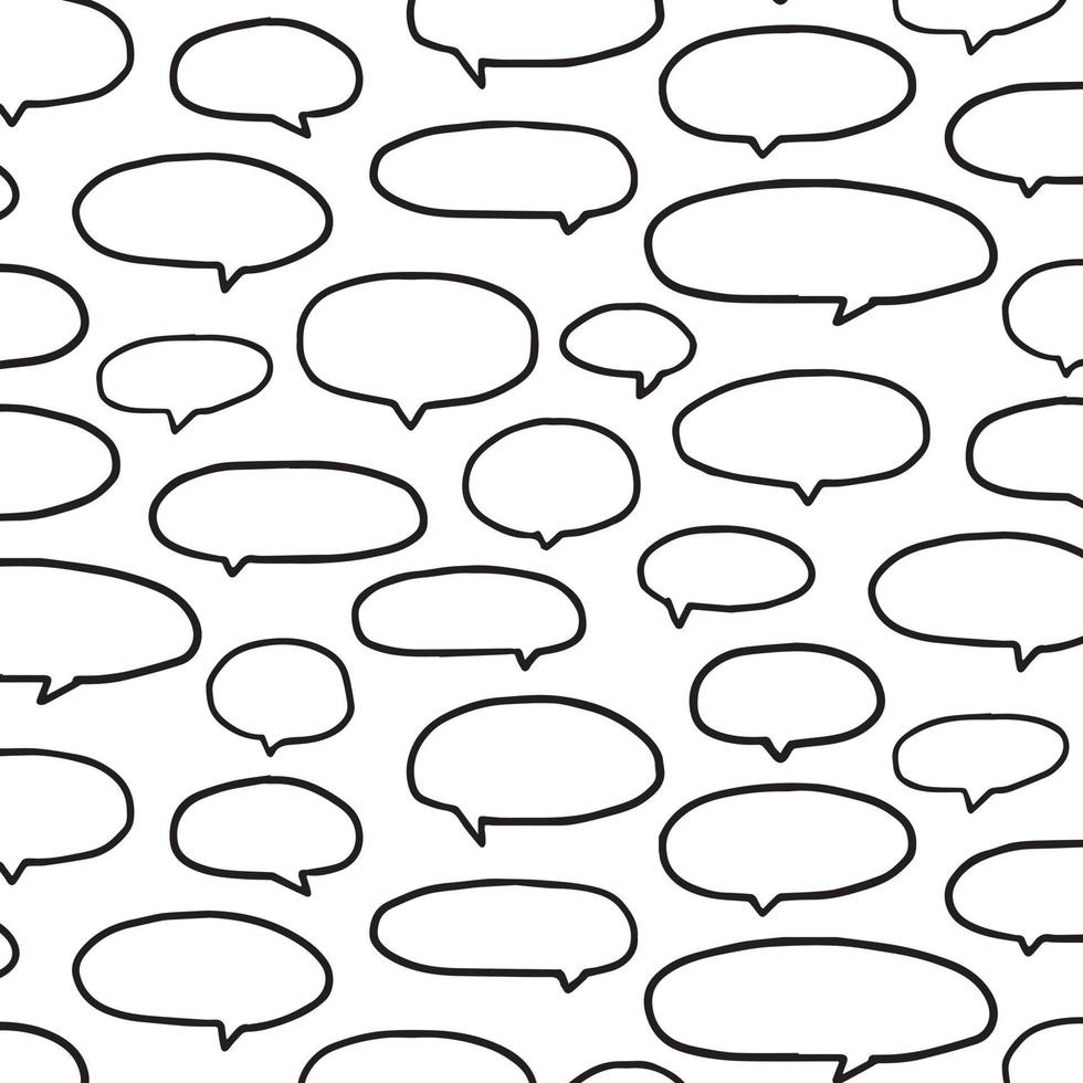 Hand drawn vector illustration of speech bubbles pattern on white background.Empty word bubble