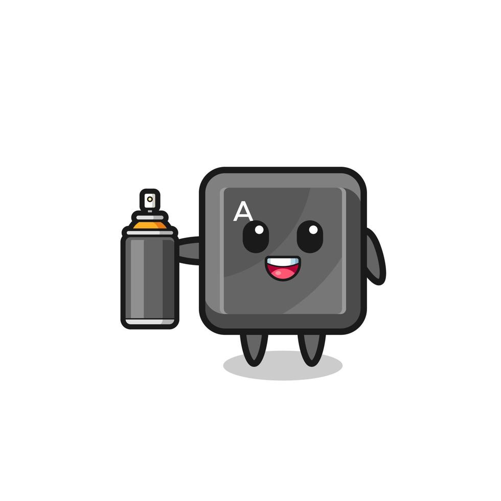 the cute keyboard button as a graffiti bomber vector