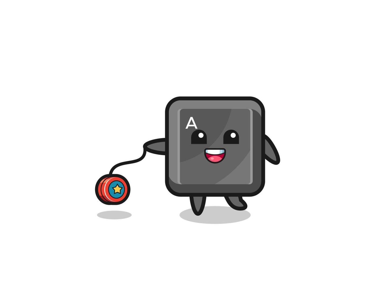 cartoon of cute keyboard button playing a yoyo vector