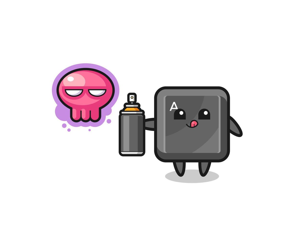 keyboard button cartoon make a graffiti with a spray paint vector