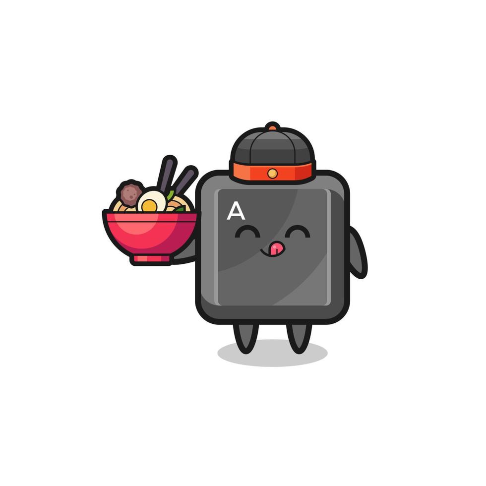 keyboard button as Chinese chef mascot holding a noodle bowl vector