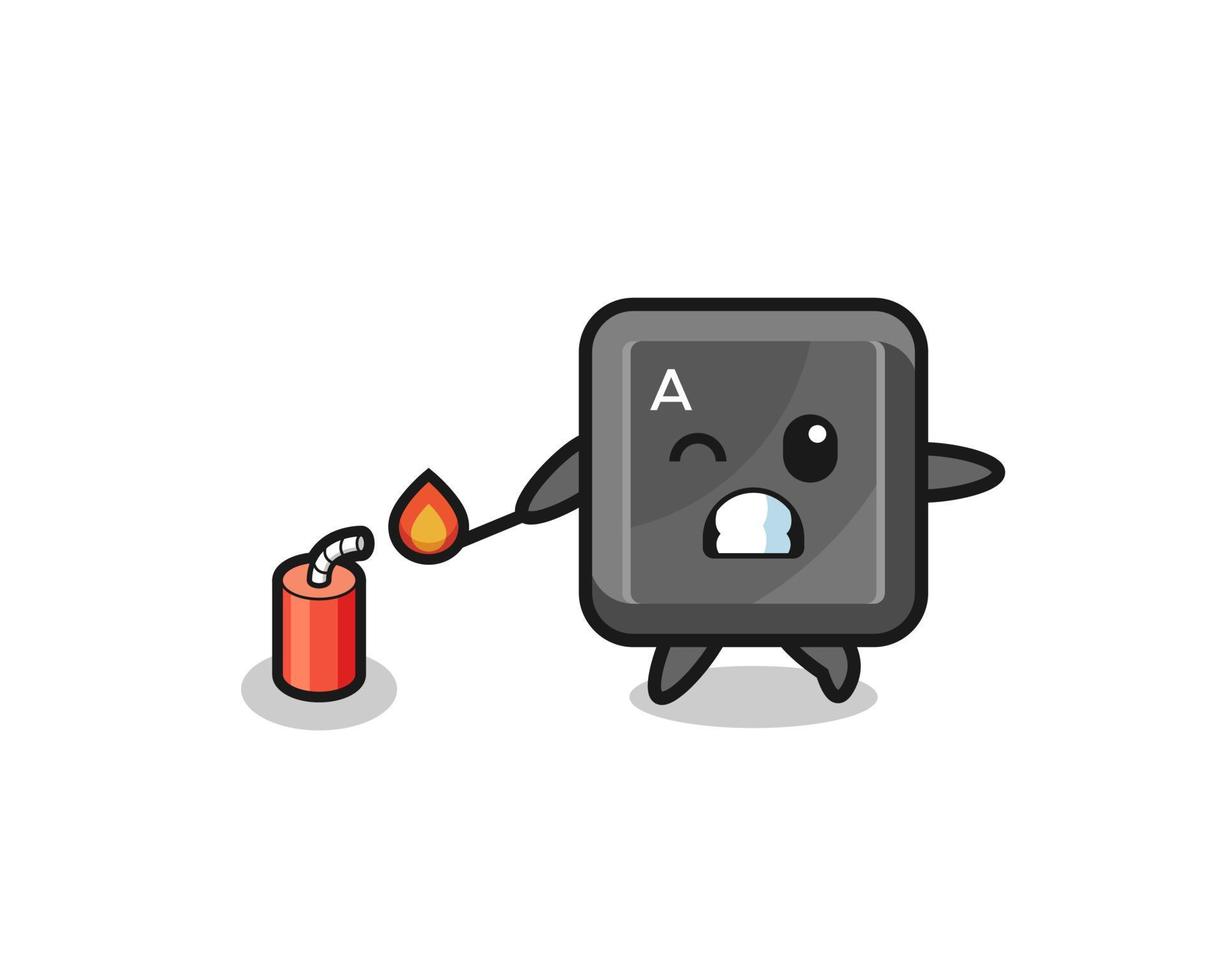 keyboard button mascot illustration playing firecracker vector