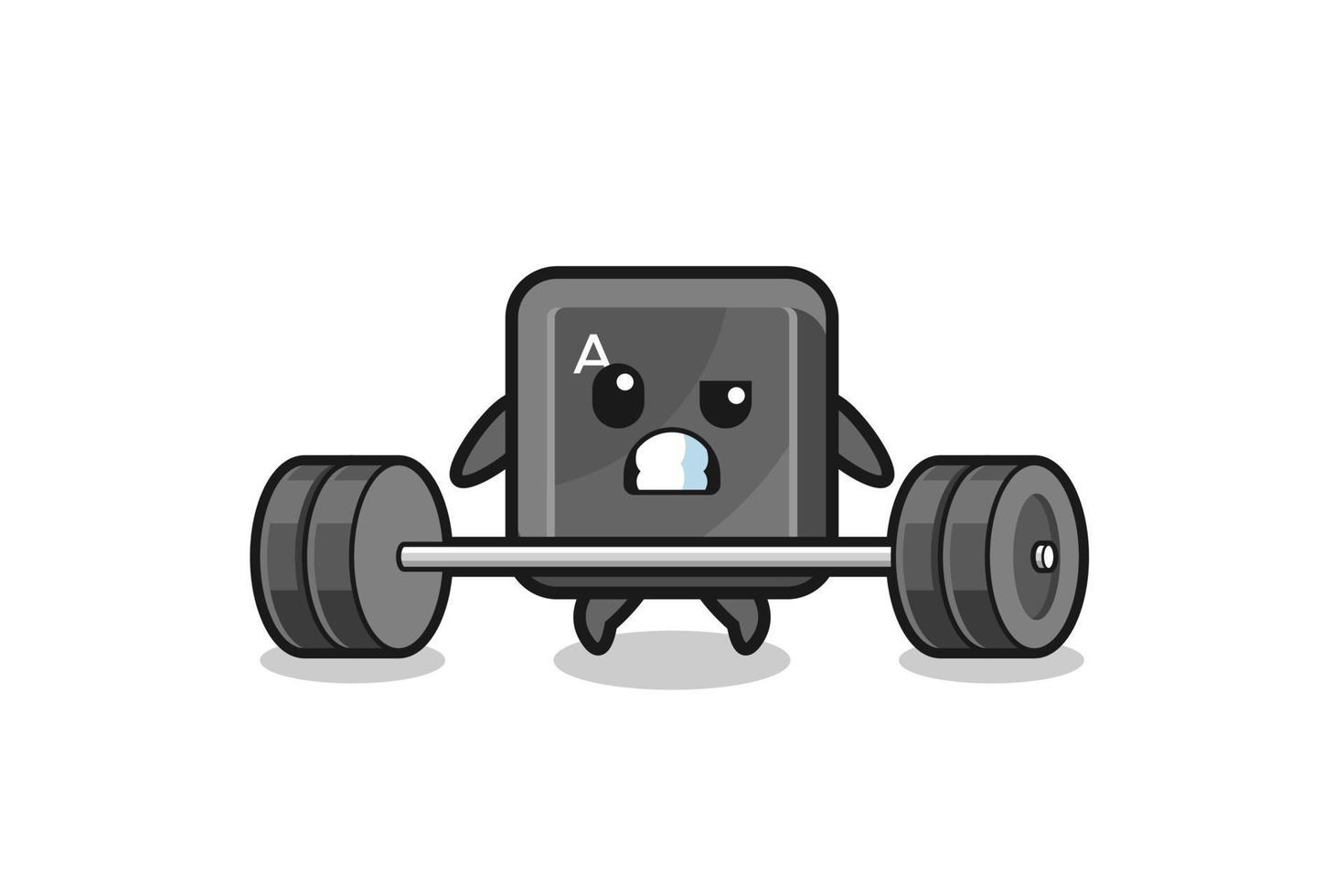 cartoon of keyboard button lifting a barbell vector