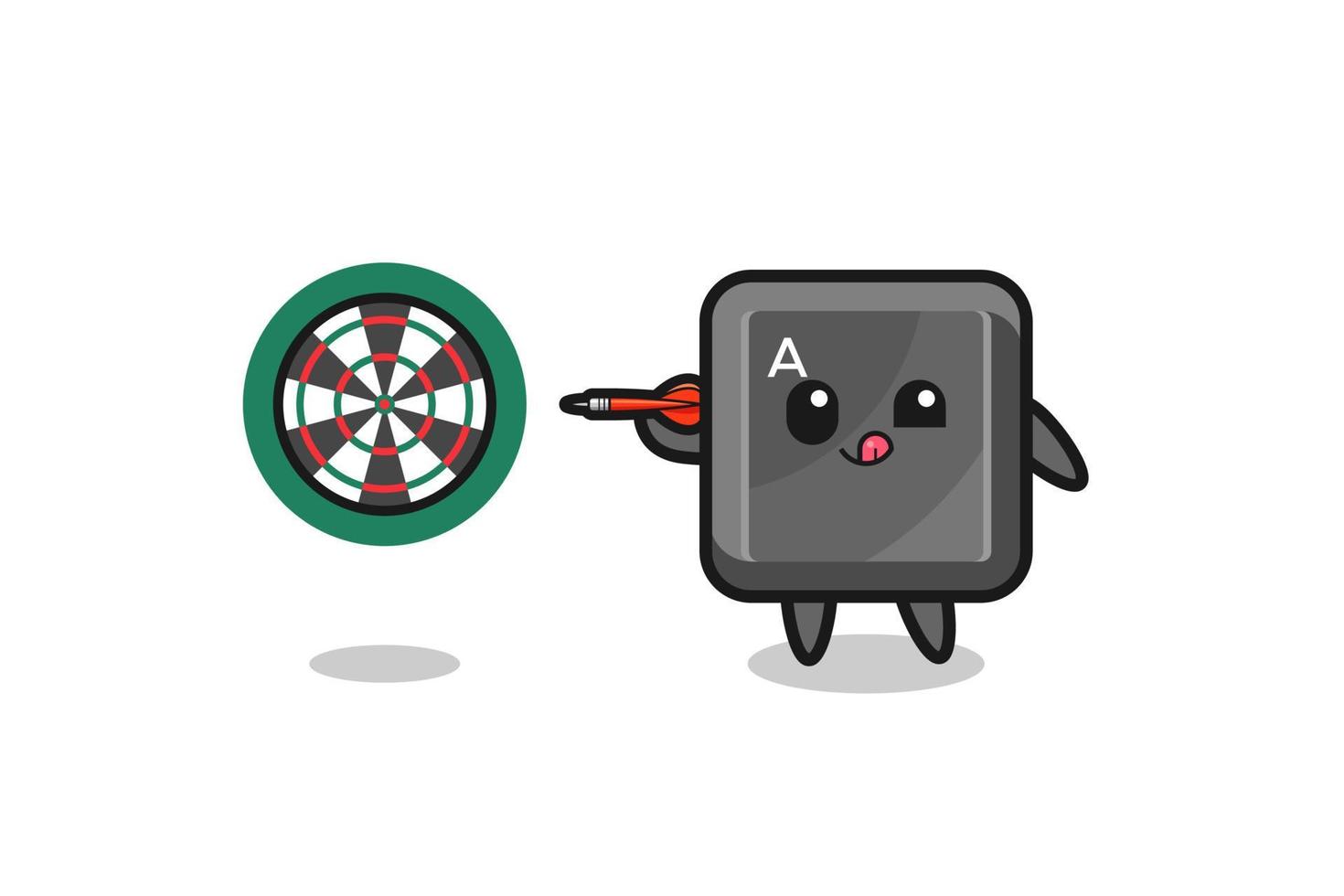cute keyboard button is playing dart vector