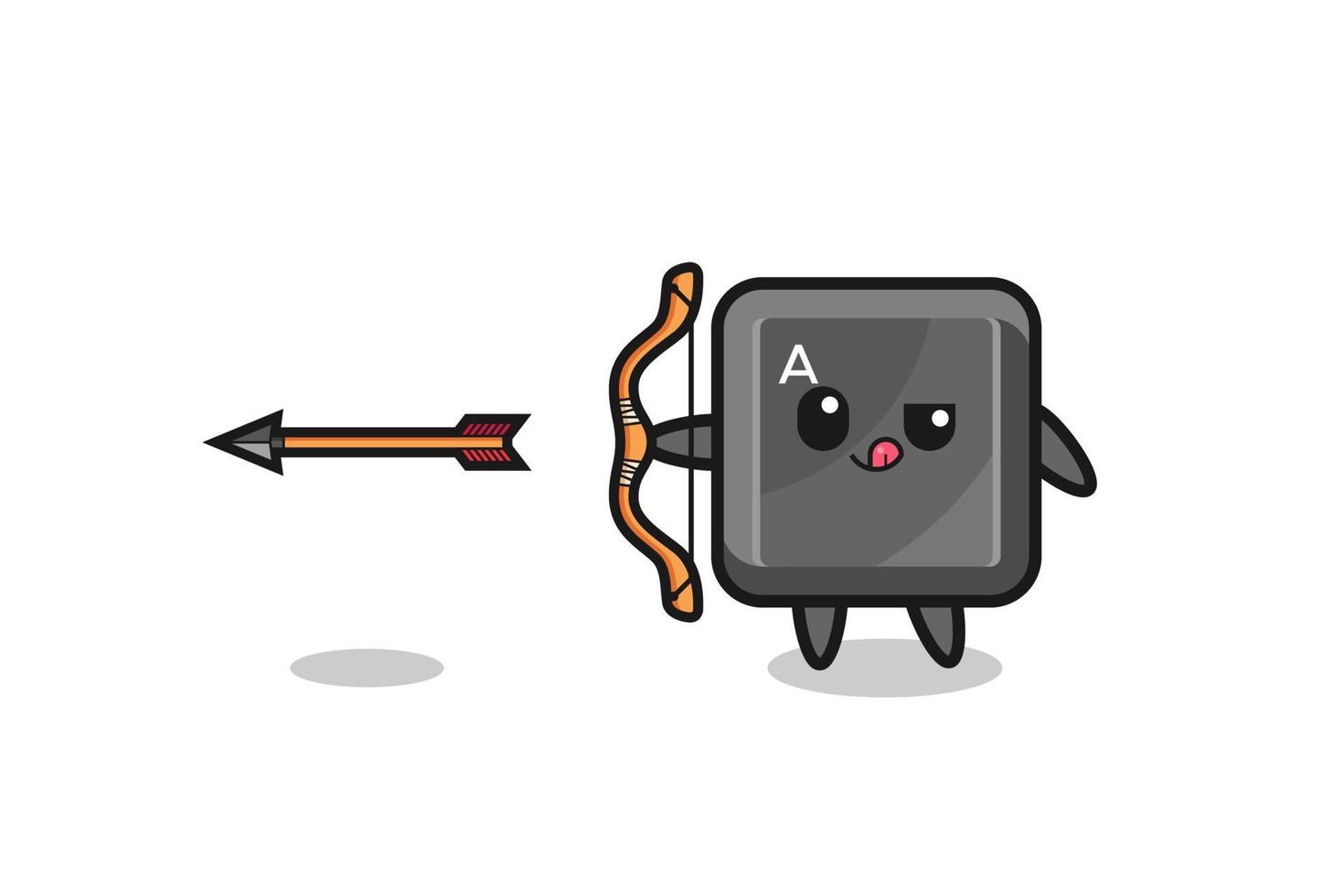 illustration of keyboard button character doing archery vector