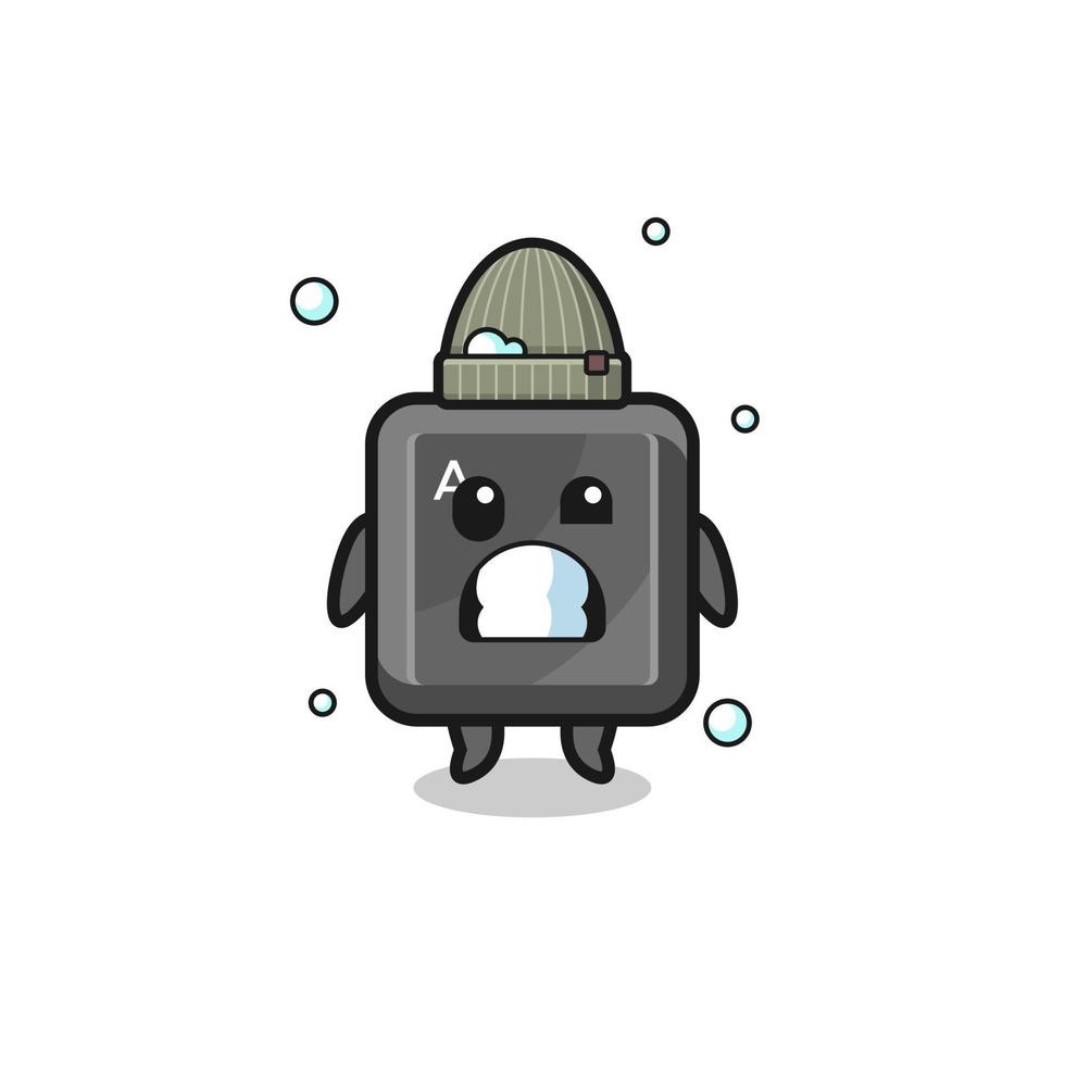 cute cartoon keyboard button with shivering expression vector