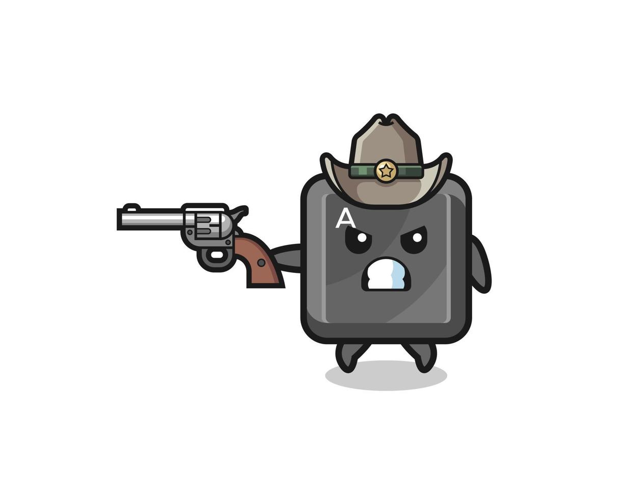 the keyboard button cowboy shooting with a gun vector