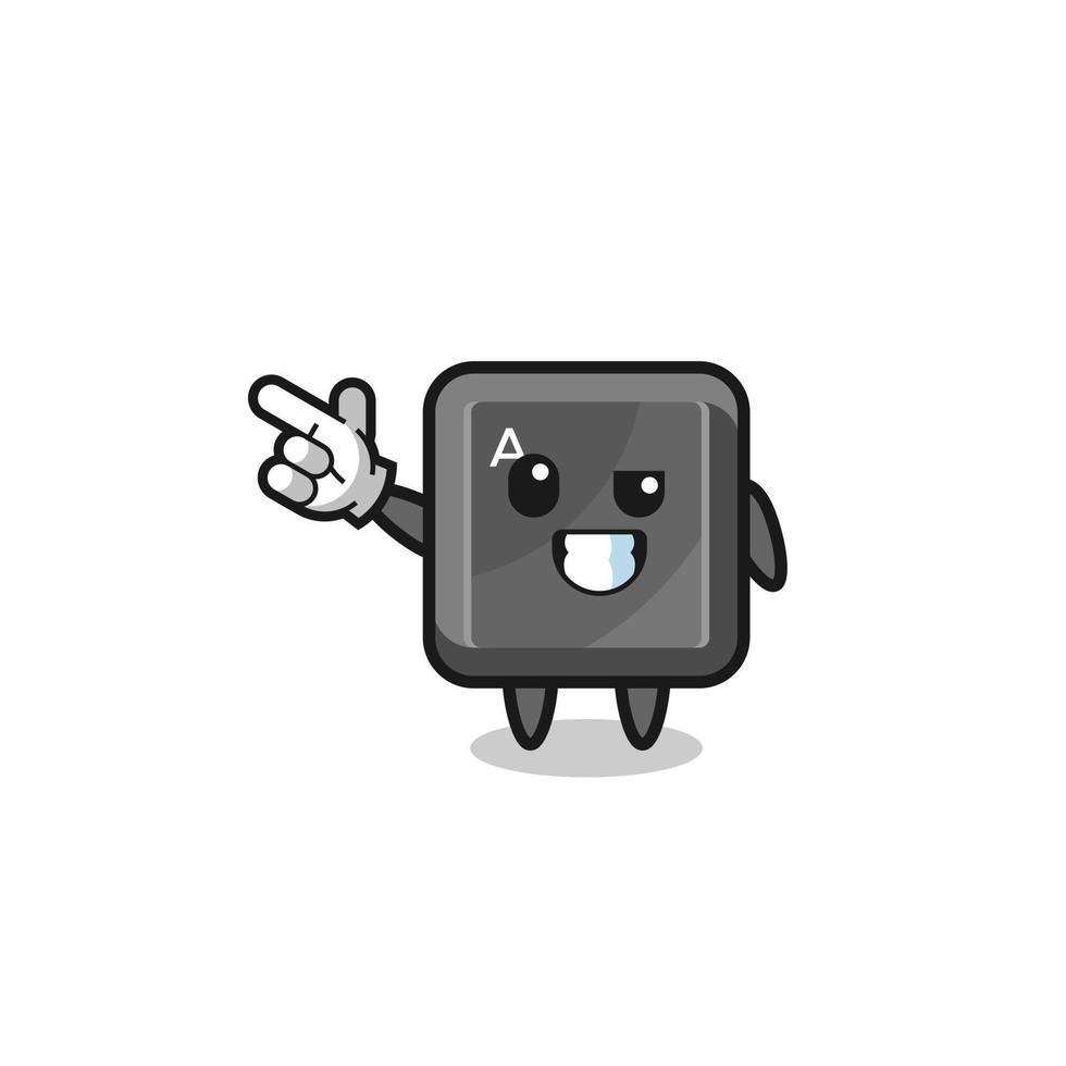 keyboard button mascot pointing top left vector