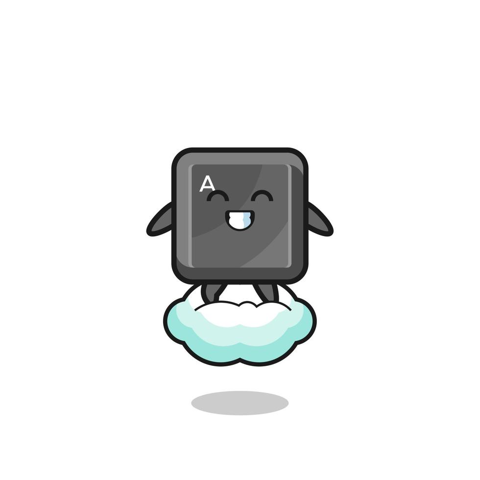 cute keyboard button illustration riding a floating cloud 6926416