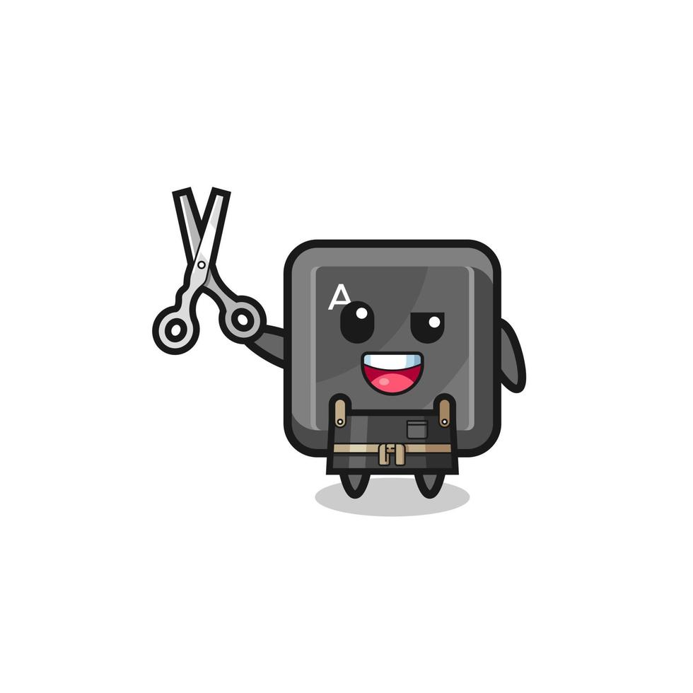 keyboard button character as barbershop mascot vector