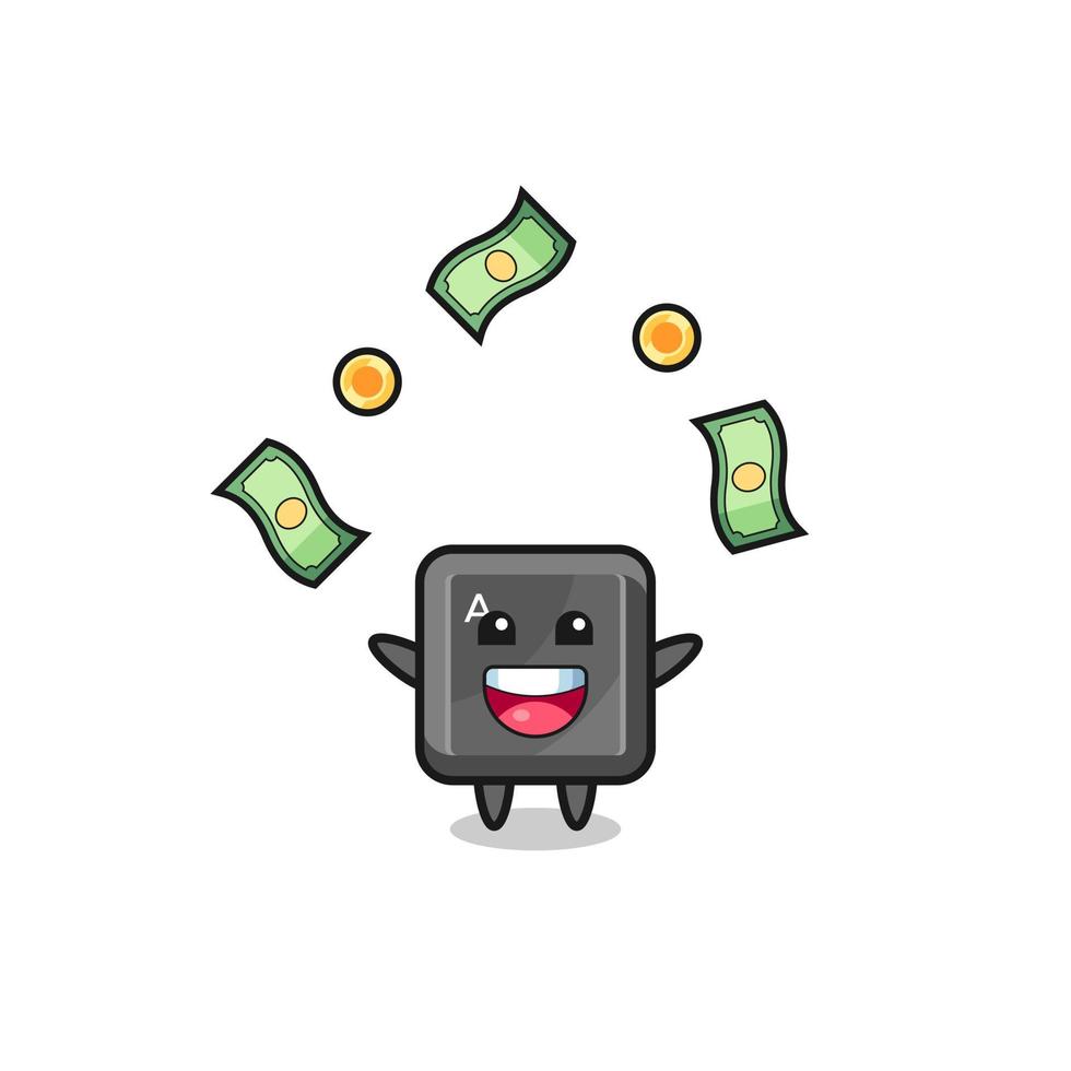 illustration of the keyboard button catching money falling from the sky vector