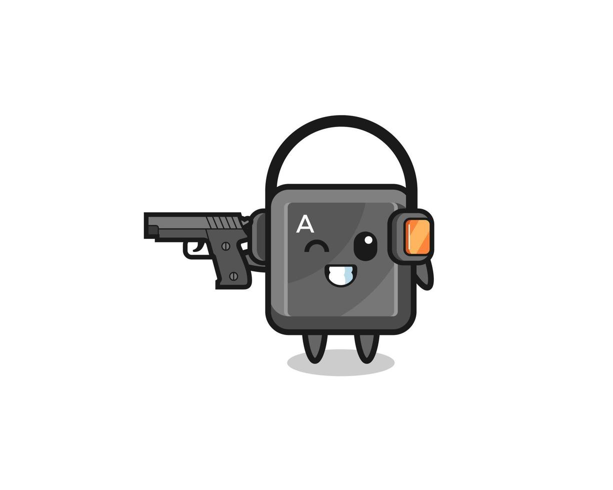 illustration of keyboard button cartoon doing shooting range vector