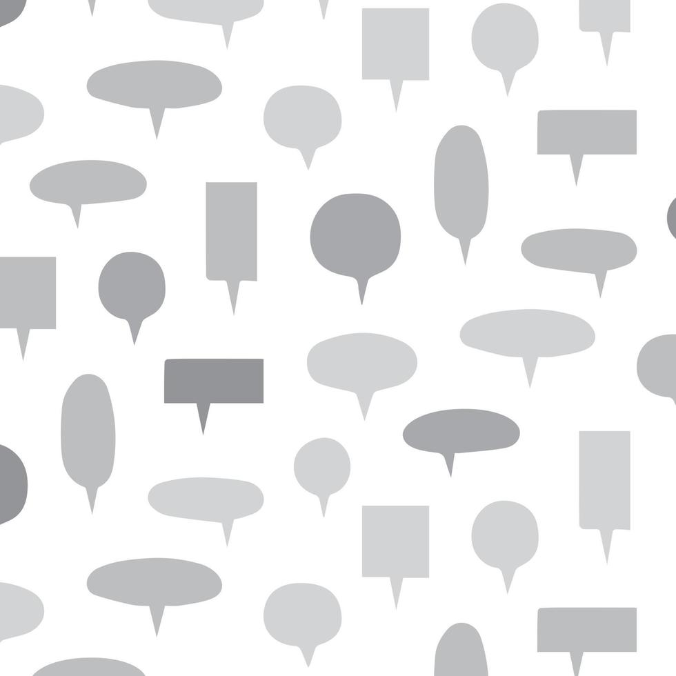 Hand drawn vector illustration of speech bubbles pattern. Abstract doodle wallpaper.