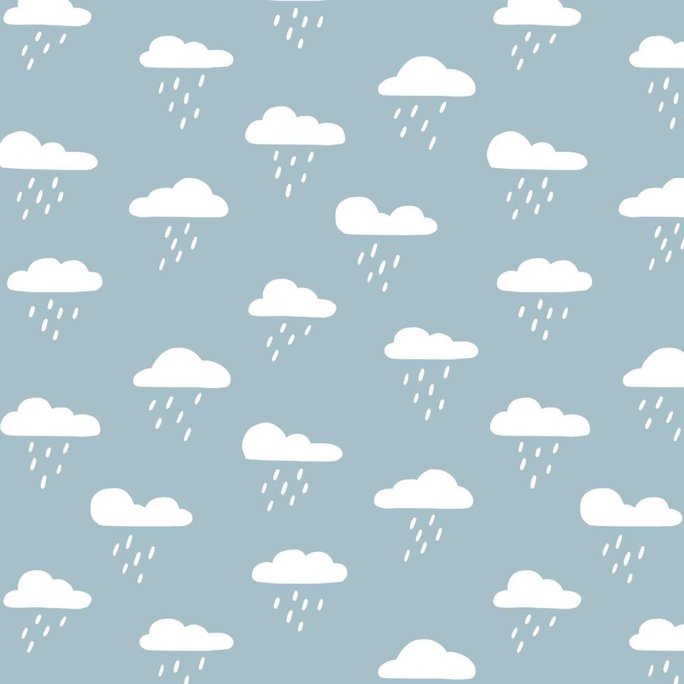 ilustración vectorial dibujada a mano del patrón de gotas de lluvia en la nube. vector