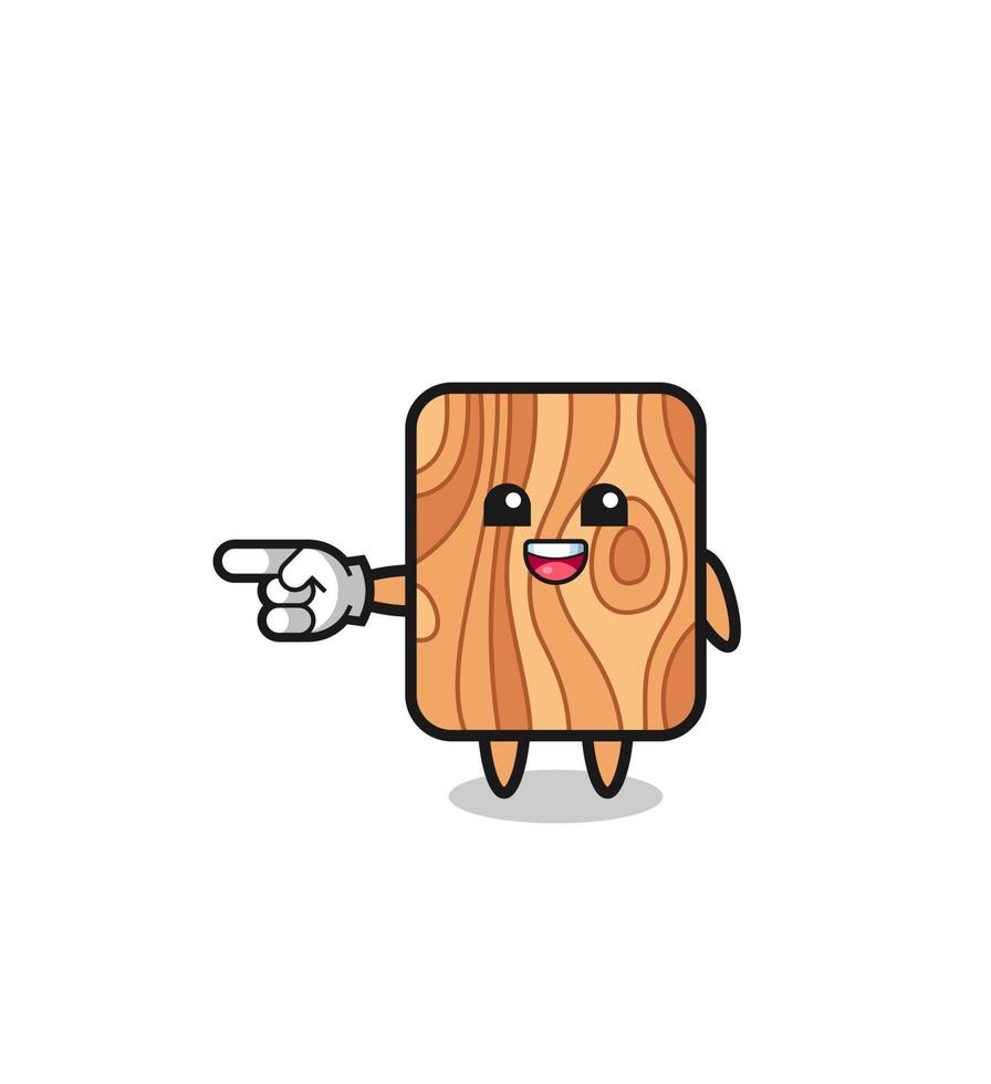 plank wood cartoon with pointing left gesture vector