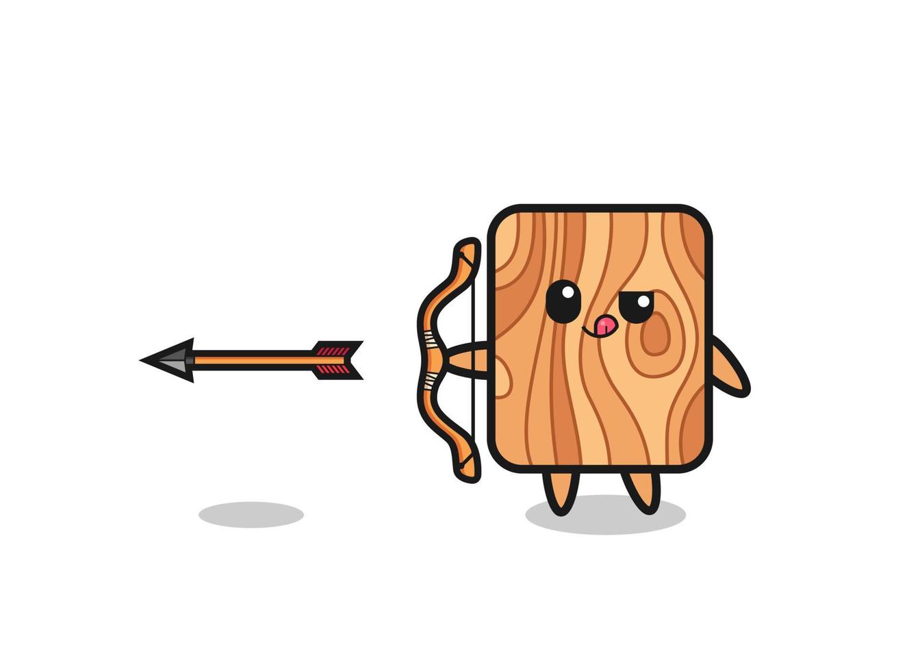 illustration of plank wood character doing archery vector