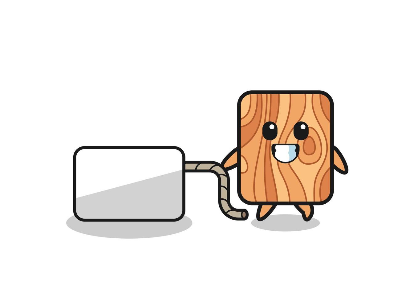 plank wood cartoon is pulling a banner vector