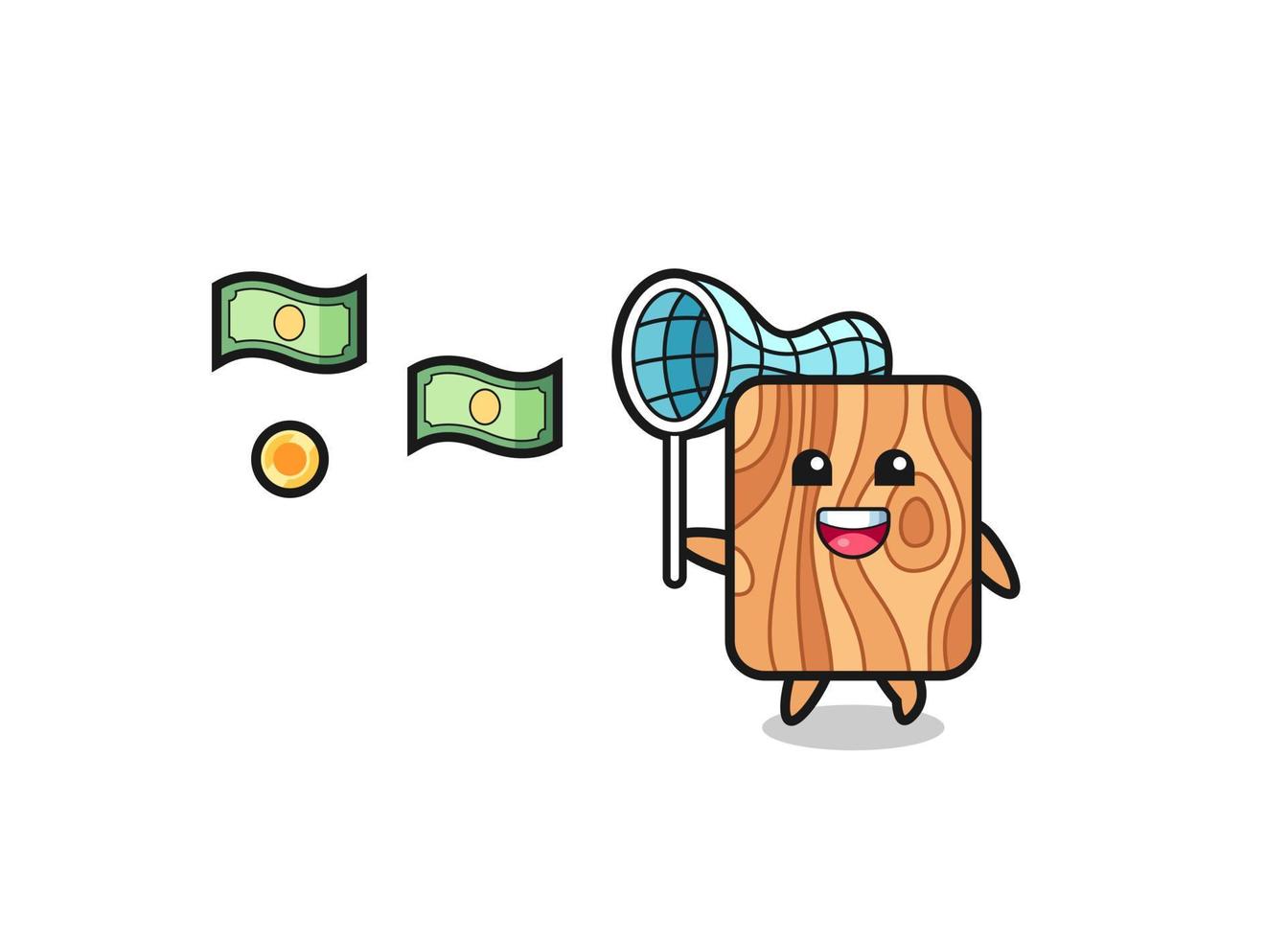 illustration of the plank wood catching flying money vector