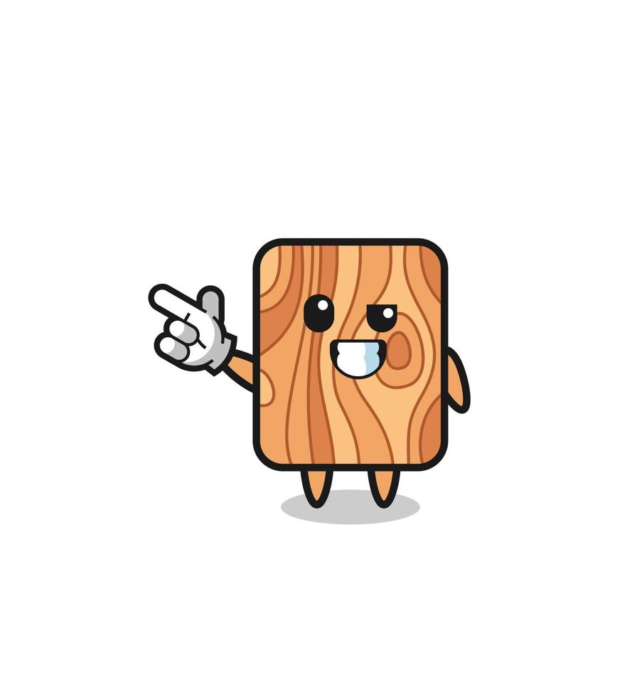 plank wood mascot pointing top left vector