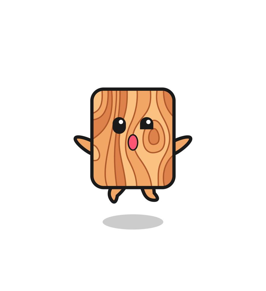 plank wood character is jumping gesture vector