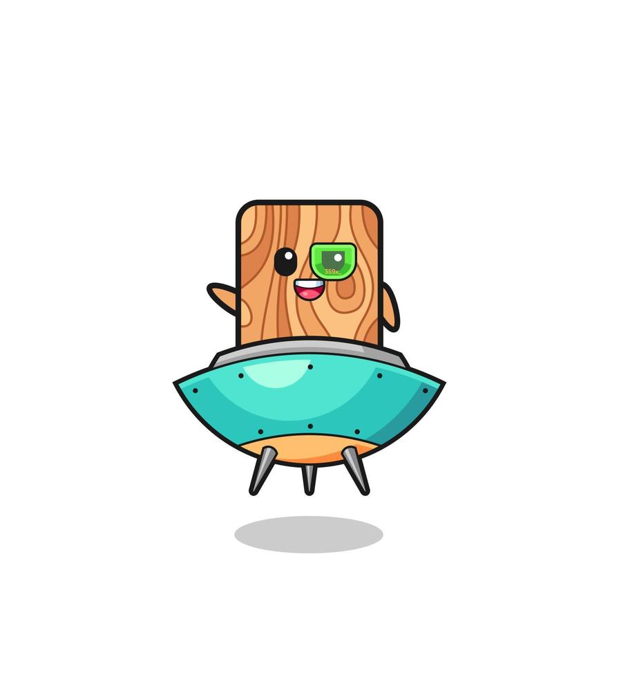 plank wood cartoon riding a future spaceship vector