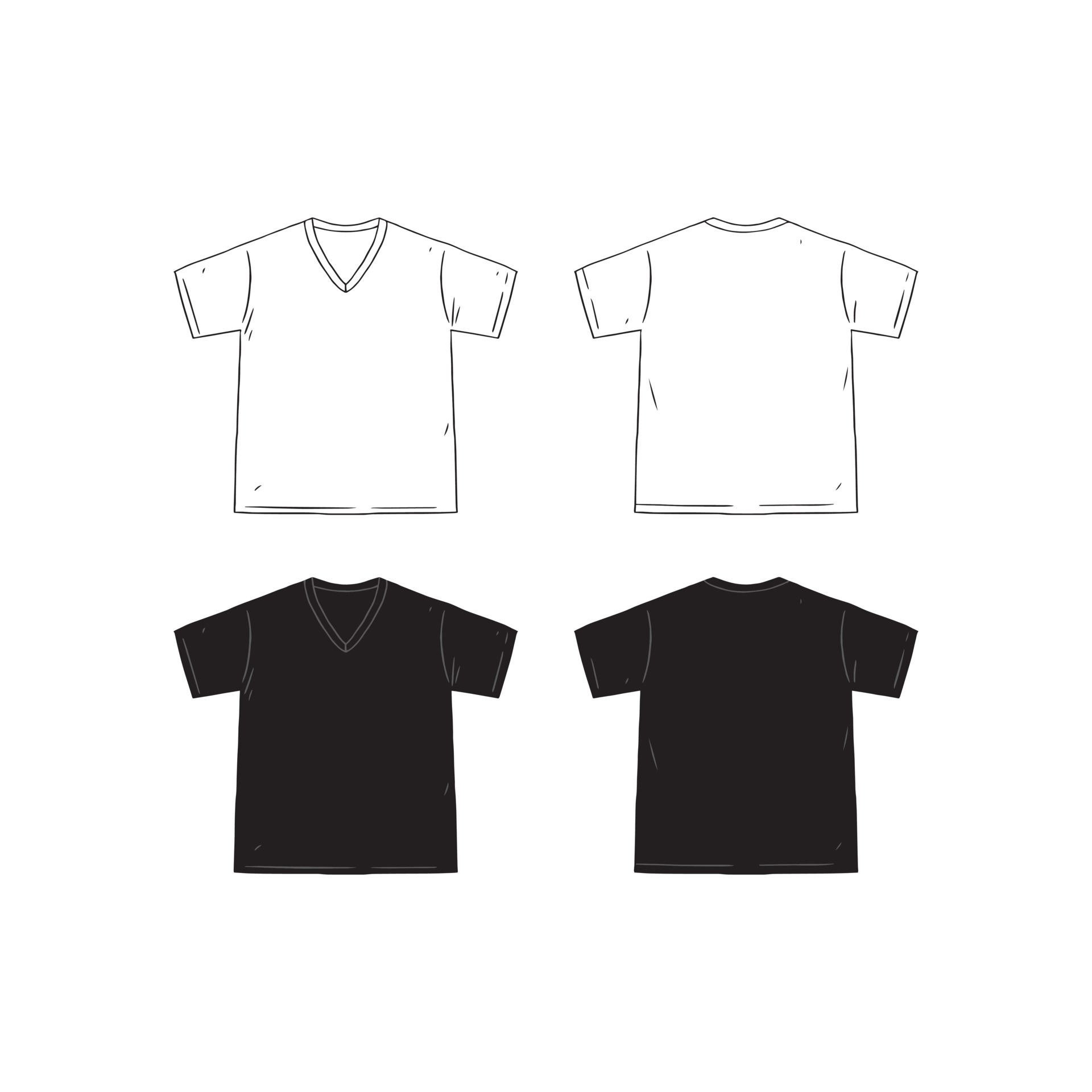 Black male t-shirt template v-neck front and back Vector Image