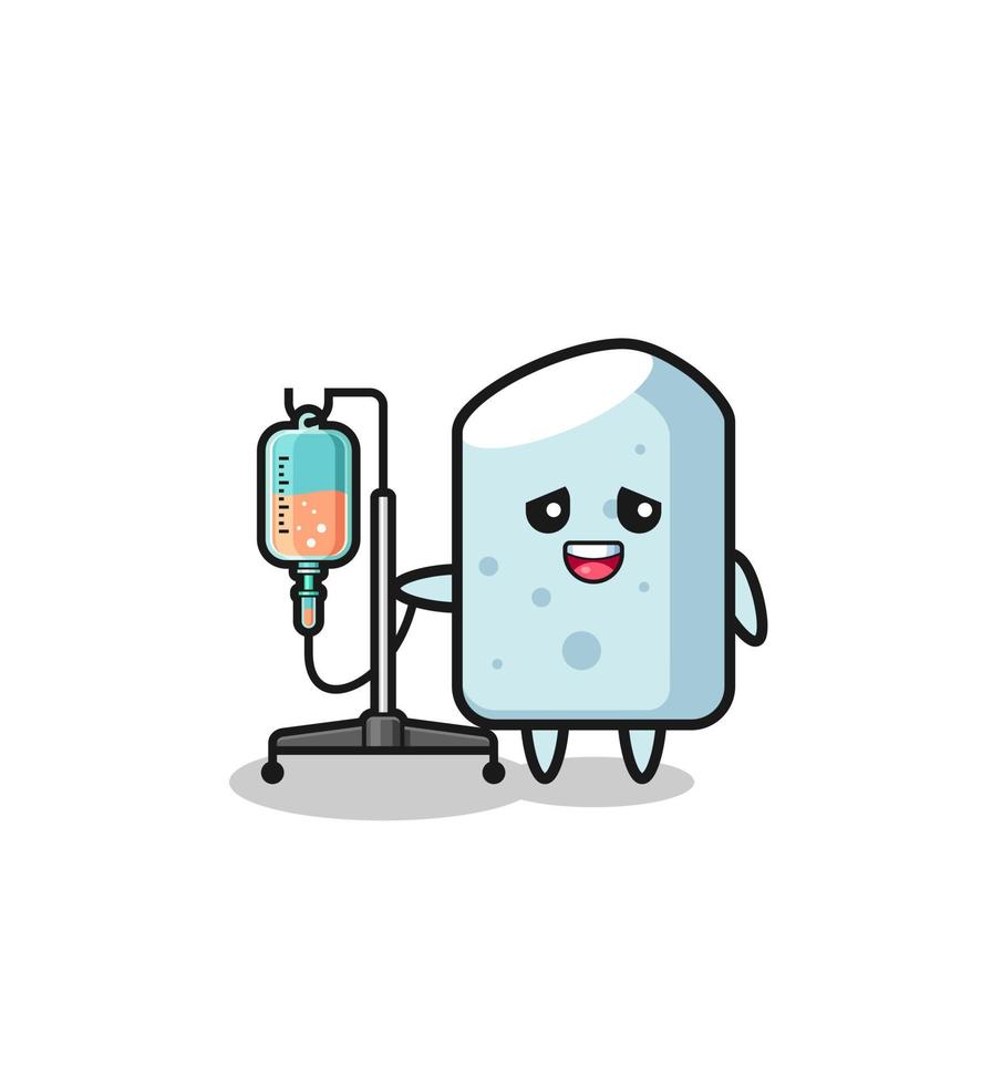 cute chalk character standing with infusion pole vector