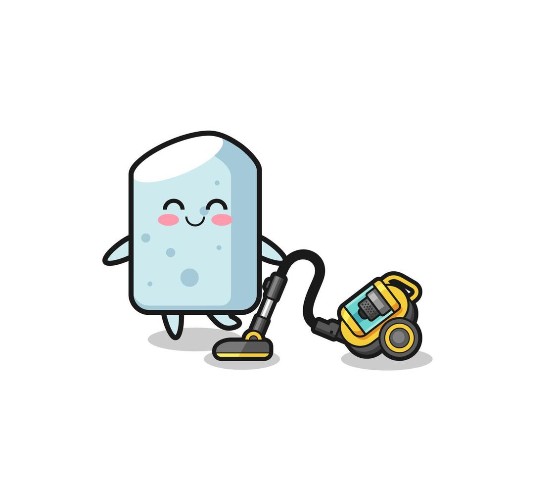 cute chalk holding vacuum cleaner illustration vector