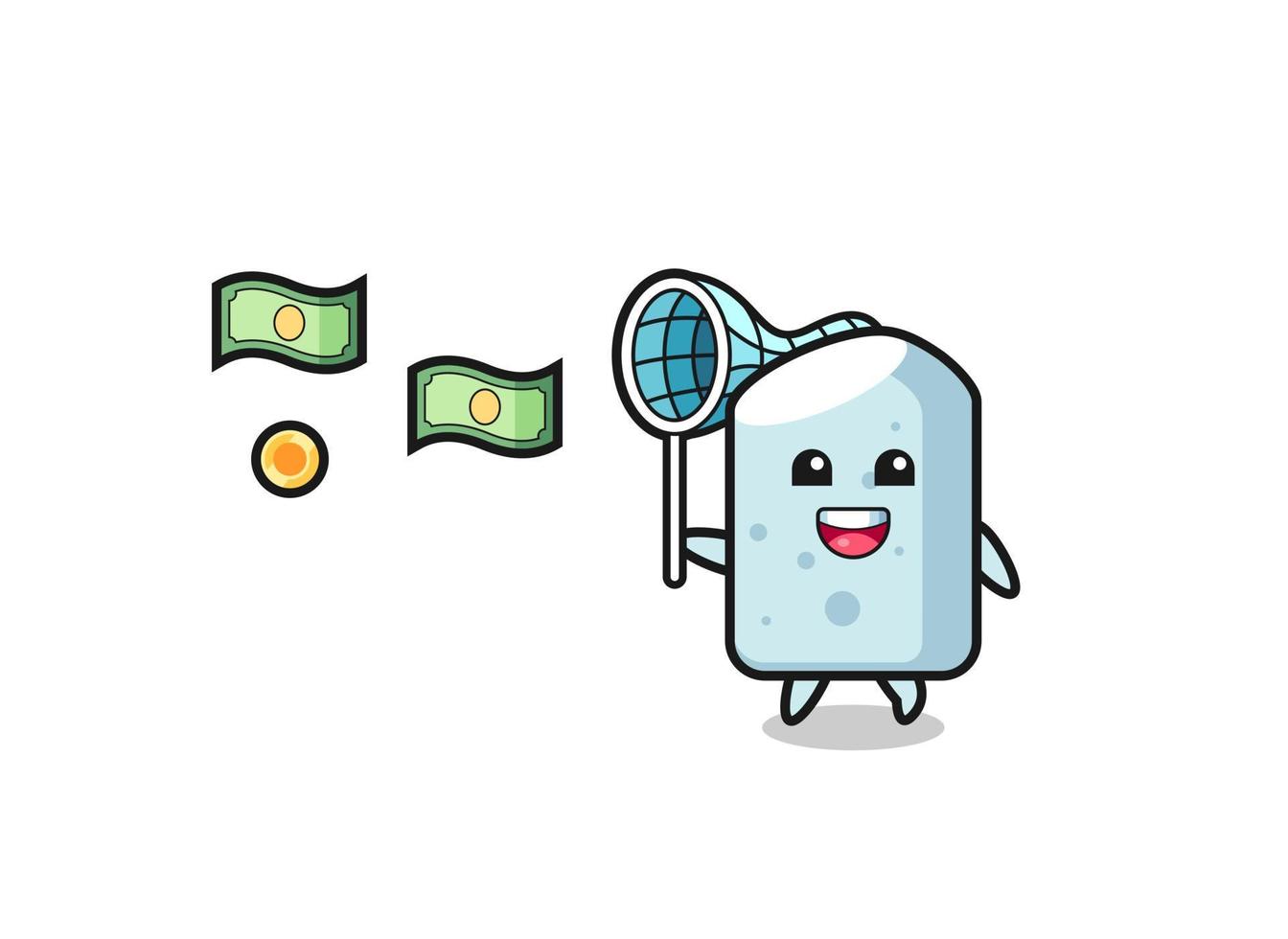 illustration of the chalk catching flying money vector