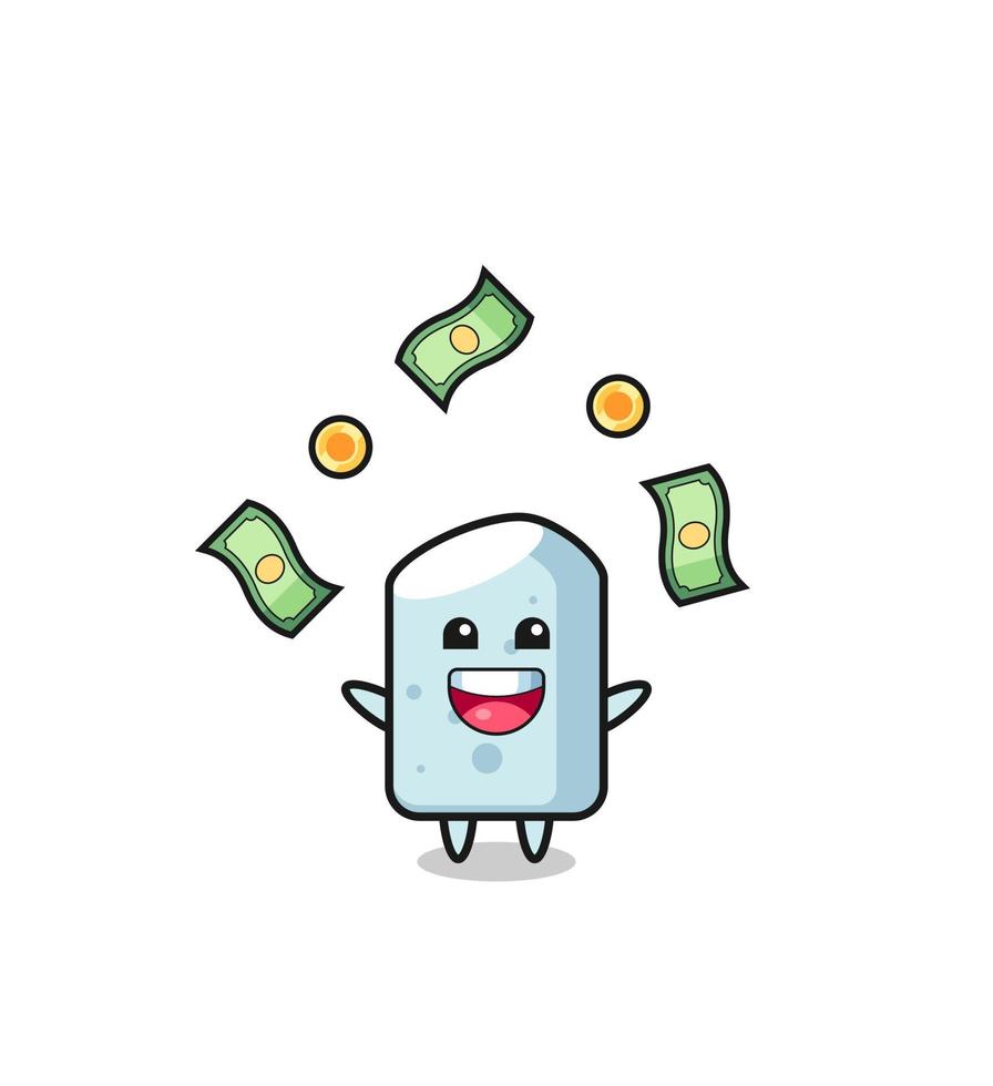 illustration of the chalk catching money falling from the sky vector