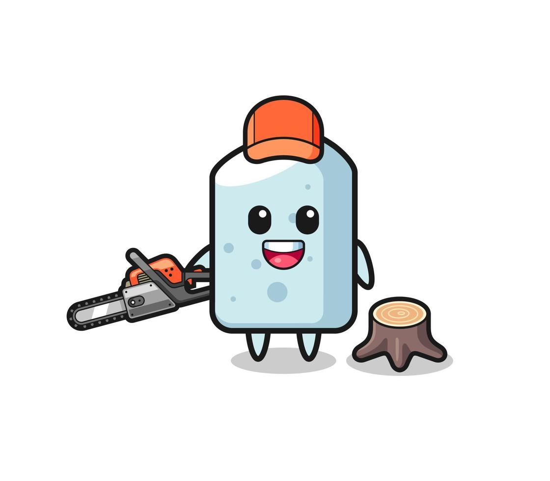 chalk lumberjack character holding a chainsaw vector