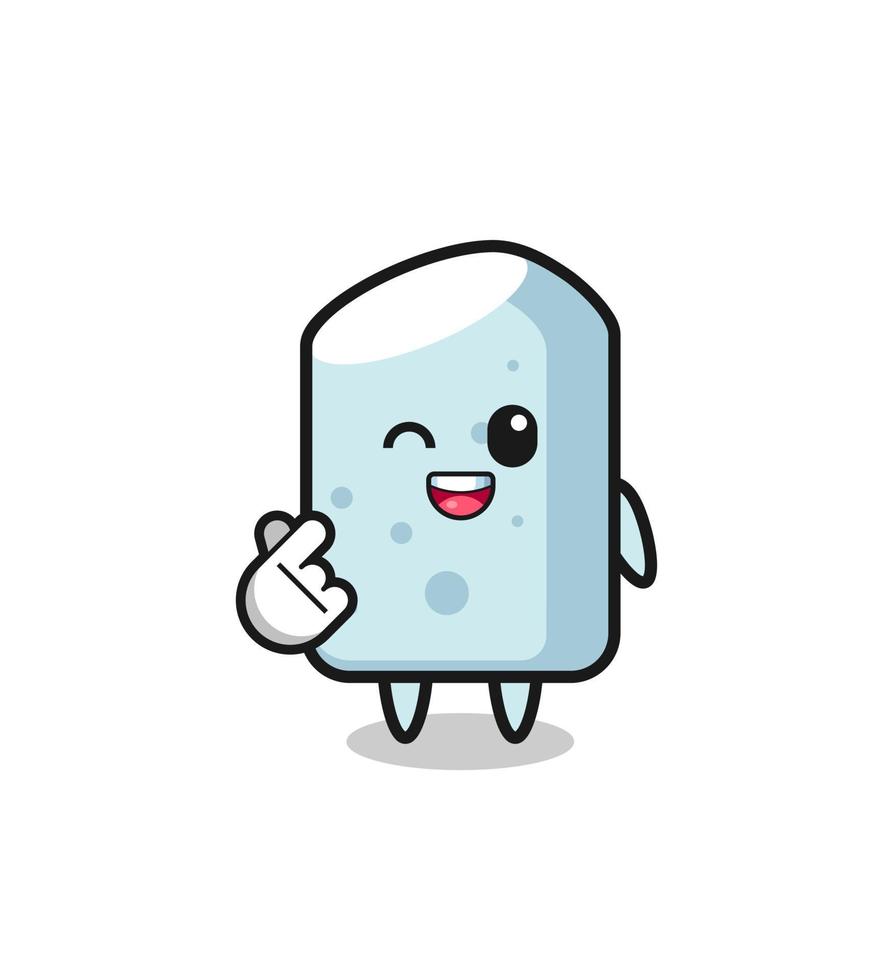 chalk character doing Korean finger heart vector