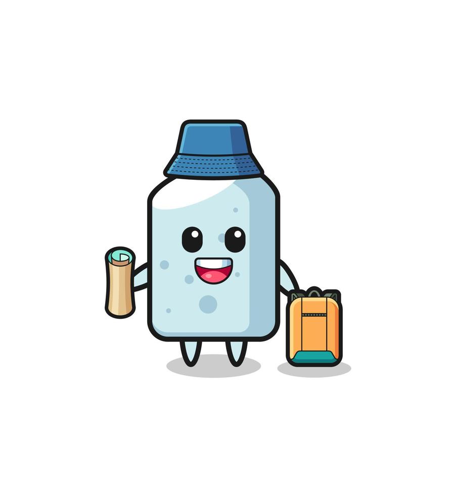 chalk mascot character as hiker vector