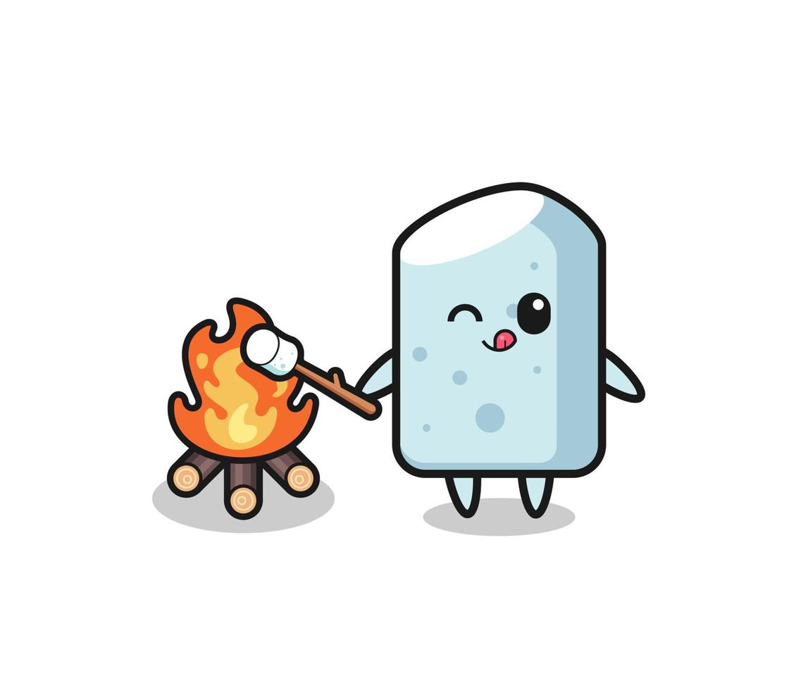 chalk character is burning marshmallow vector