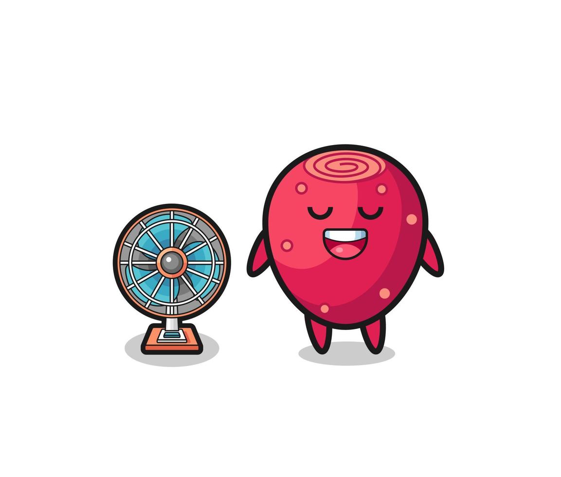 cute prickly pear is standing in front of the fan vector