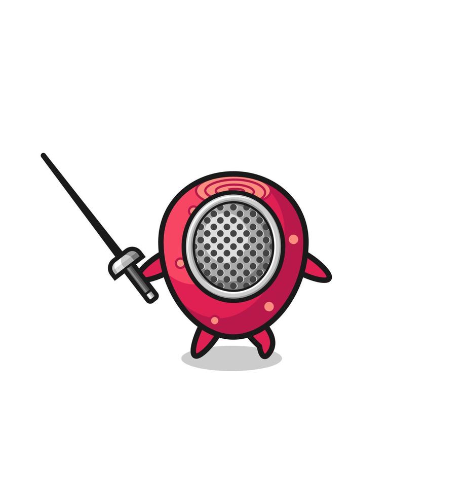 prickly pear earth cartoon as fencer mascot vector