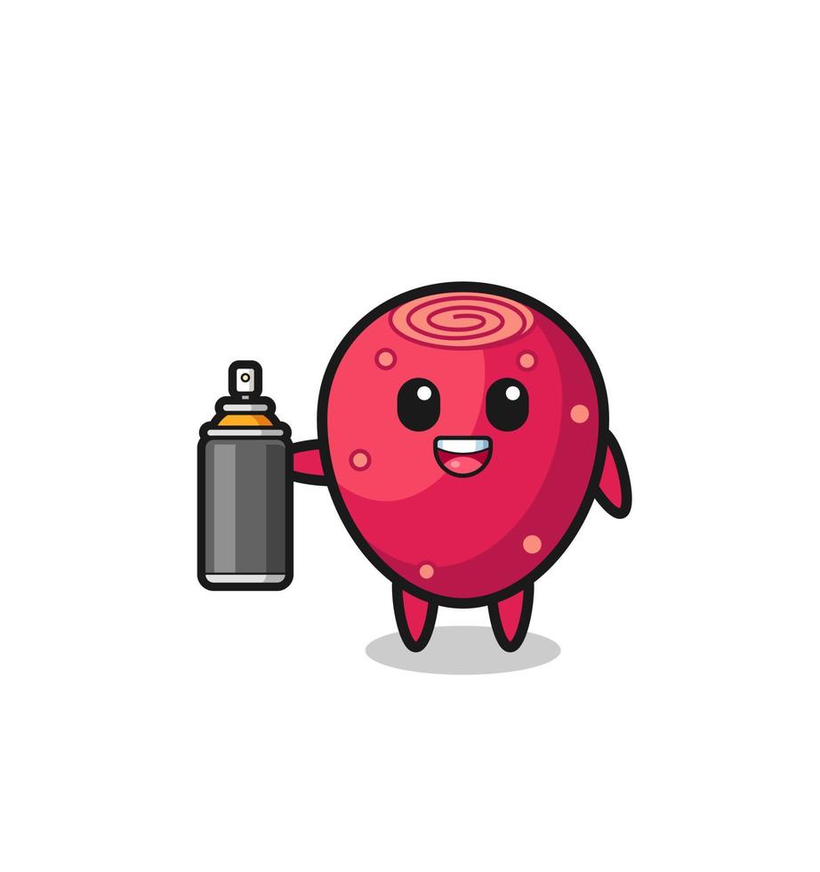 the cute prickly pear as a graffiti bomber vector