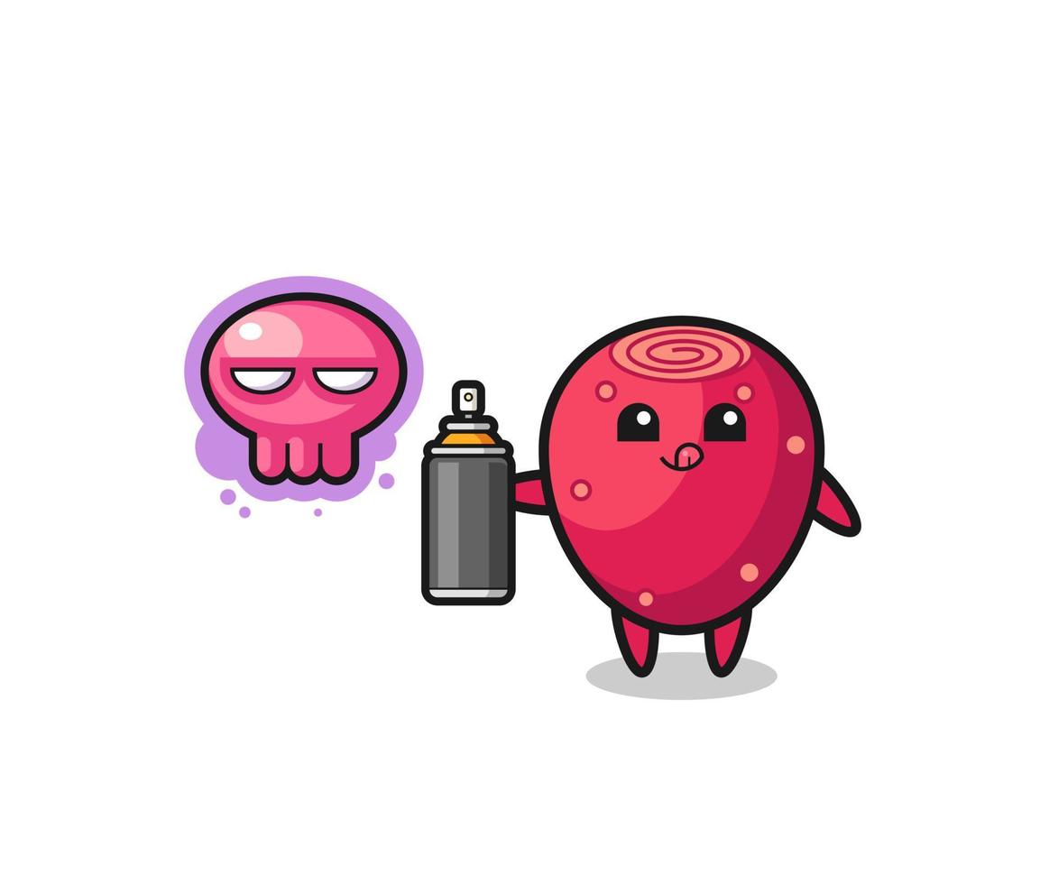 prickly pear cartoon make a graffiti with a spray paint vector